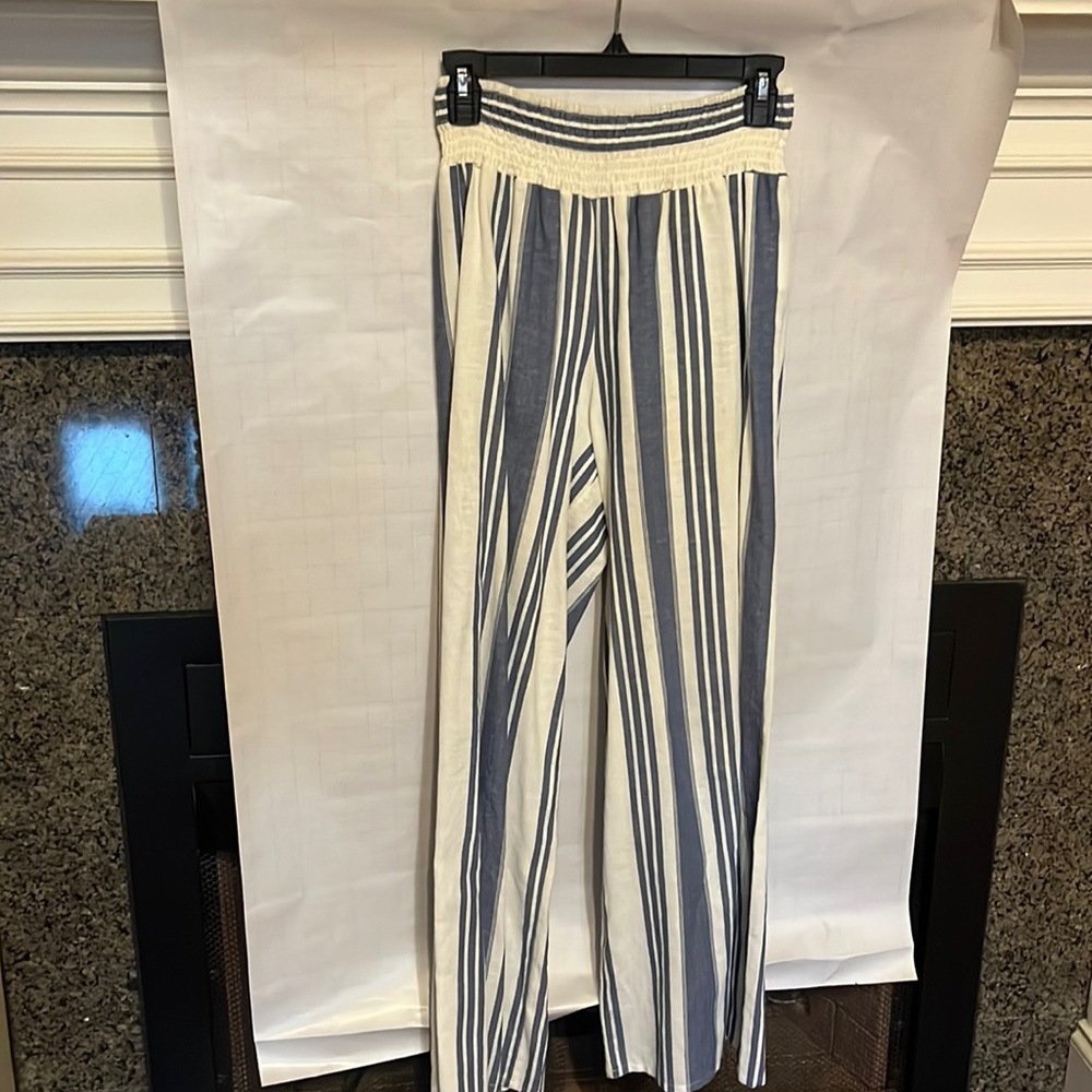 Blue and White Striped Pants
